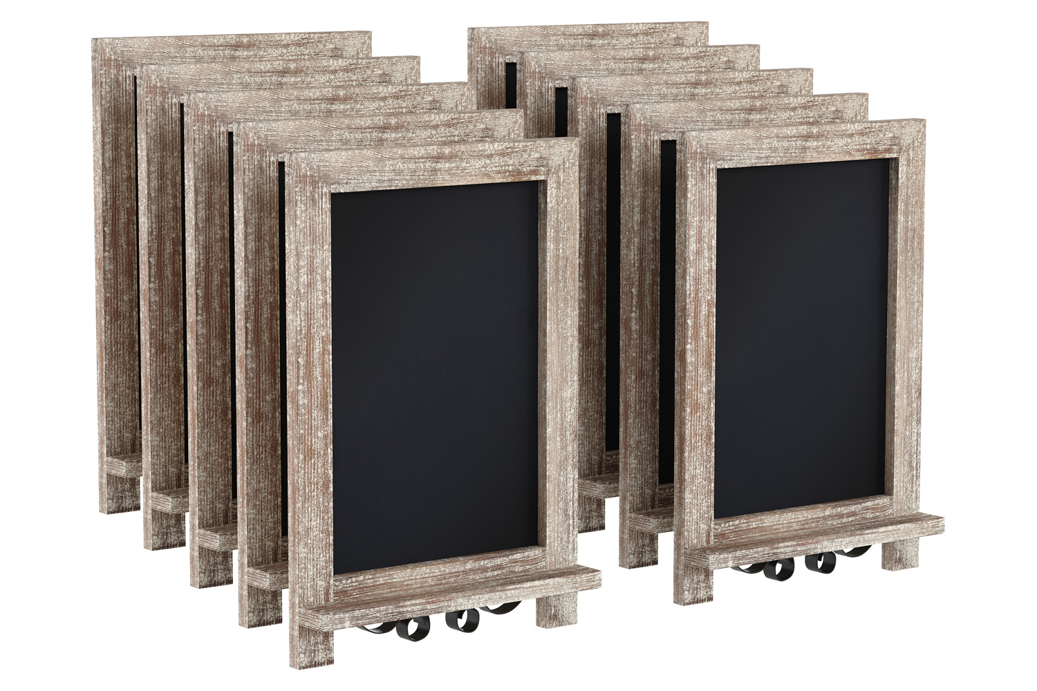 BLNK Canterbury Weathered Tabletop Magnetic Chalkboards with Metal Scrolled Legs Set of 10 - 9.5"W x 14"H