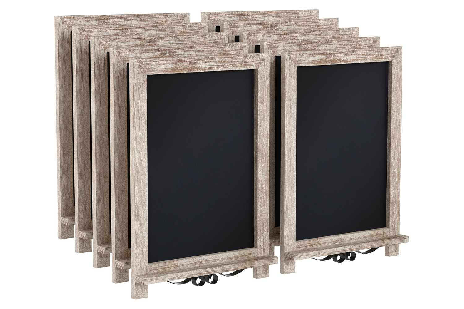 BLNK Canterbury Weathered Tabletop Magnetic Chalkboards with Metal Scrolled Legs Set of 10 - 12"W x 17"H