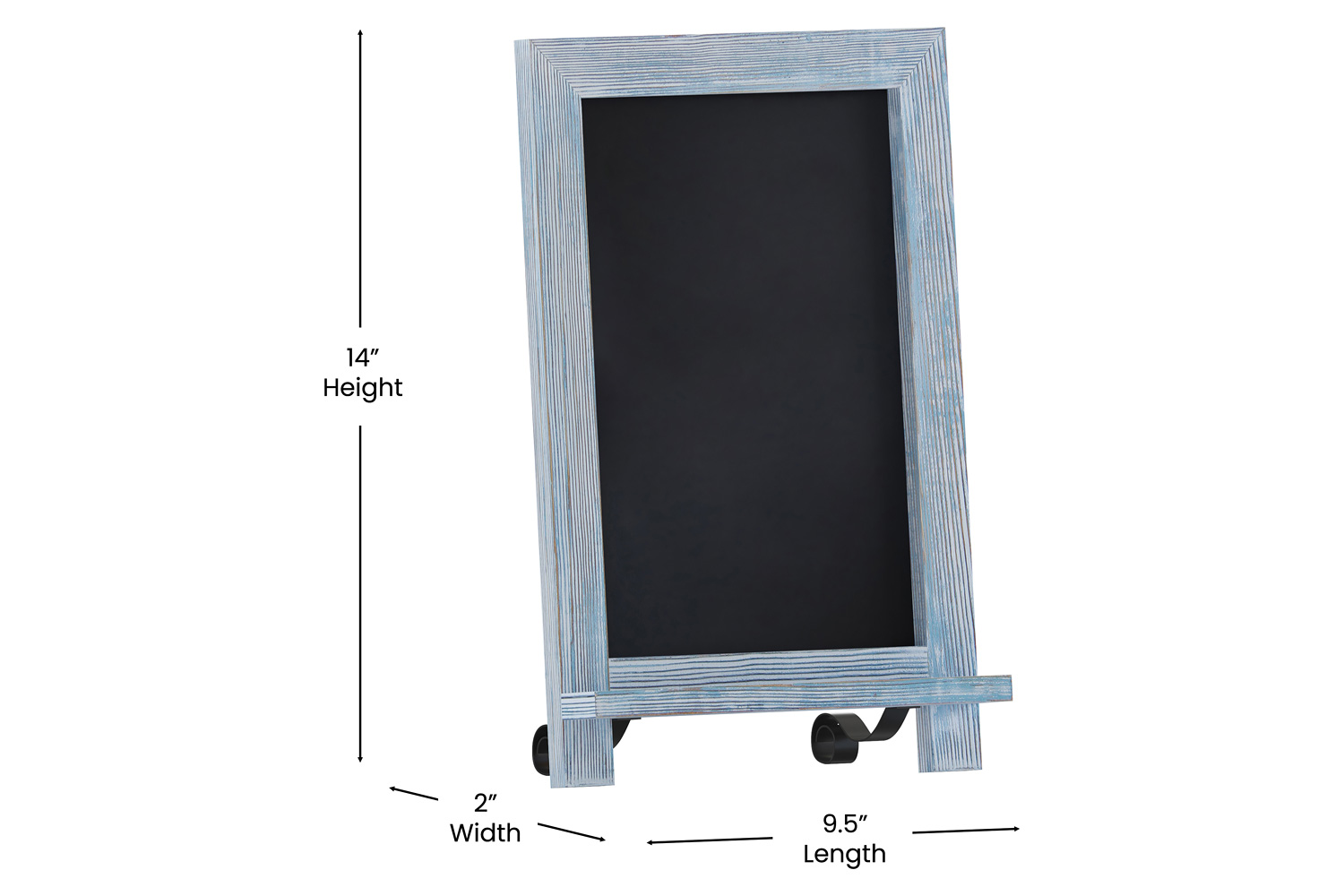 BLNK Canterbury Rustic Blue Tabletop Magnetic Chalkboards with Metal Scrolled Legs Set of 10 - 9.5"W x 14"H