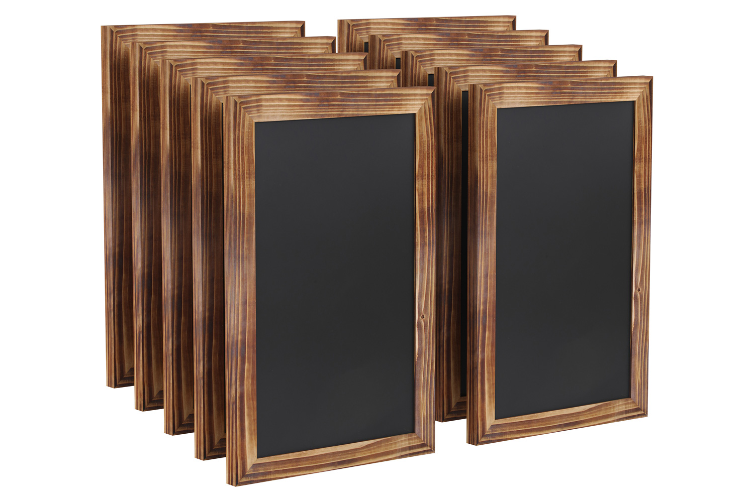 BLNK Canterbury Wall Mount Magnetic Chalkboard Sign Set of 10 - Torched Wood