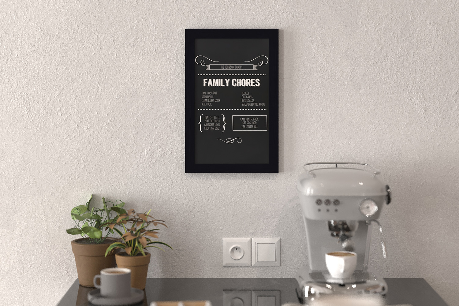 BLNK Canterbury Wall Mount Magnetic Chalkboard Sign Set of 10 - Black