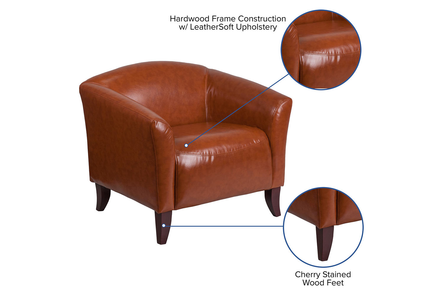 BLNK™ HERCULES Imperial Series LeatherSoft Chair - Cognac