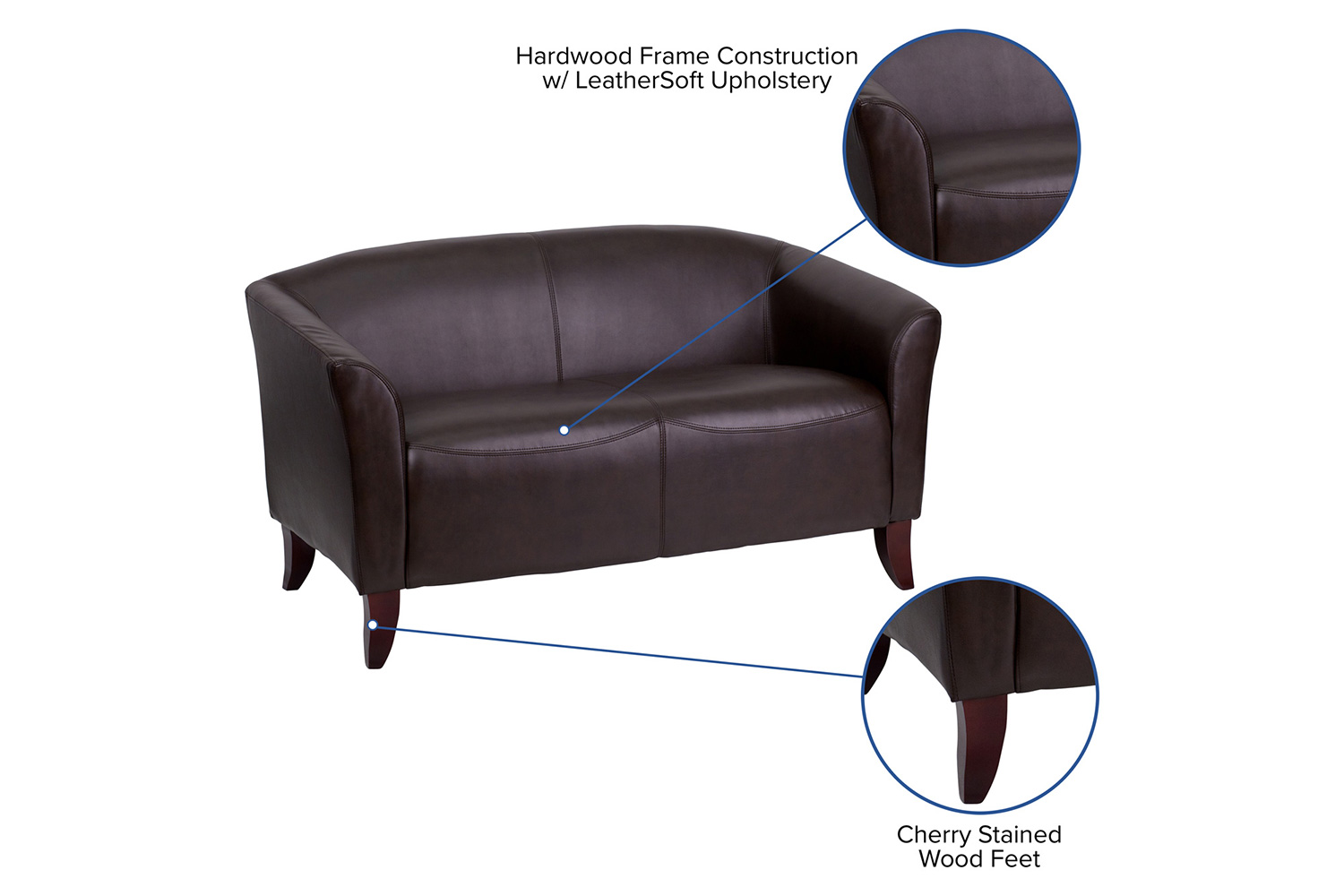 BLNK HERCULES Imperial Series LeatherSoft Loveseat - Brown