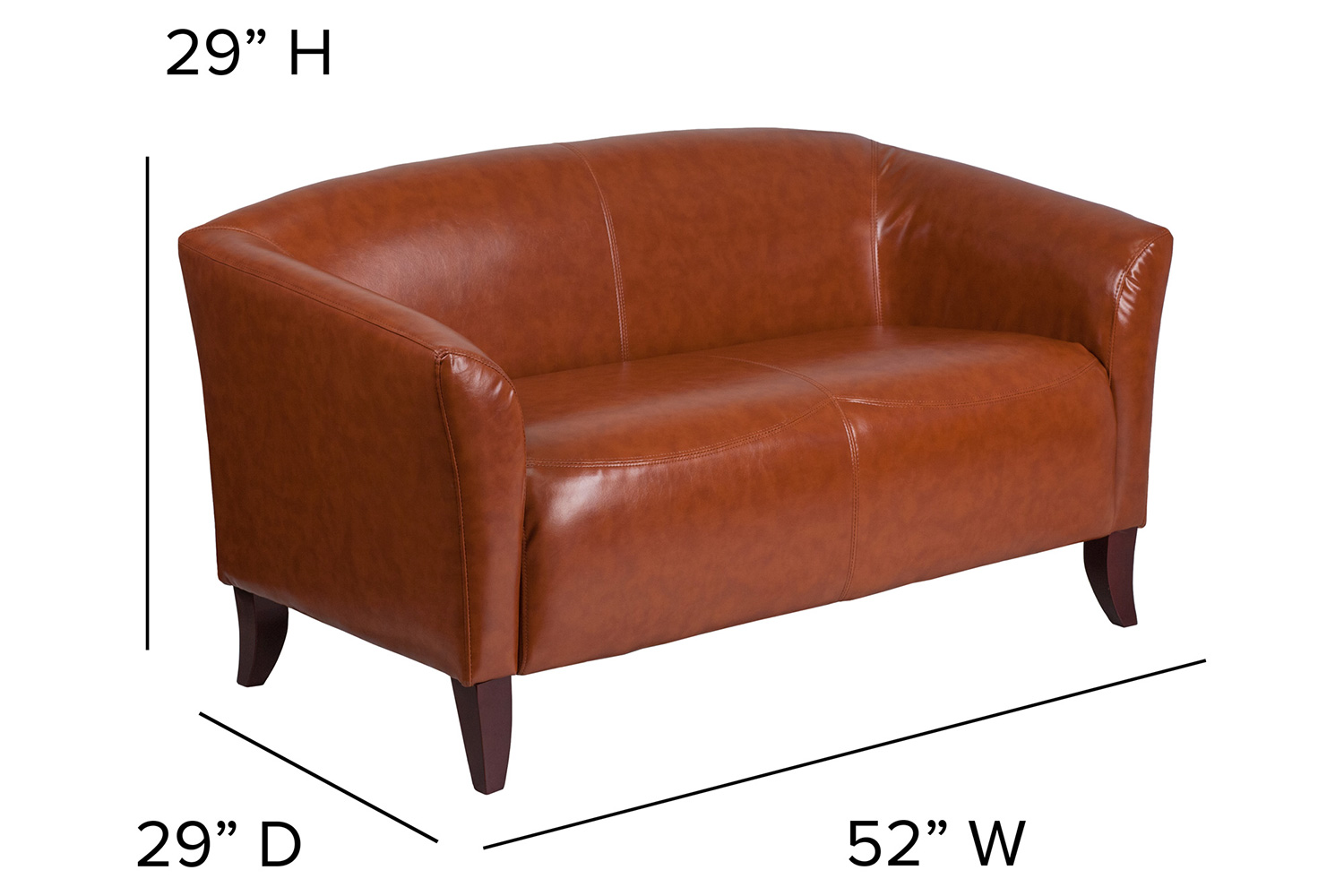 BLNK HERCULES Imperial Series LeatherSoft Loveseat - Cognac