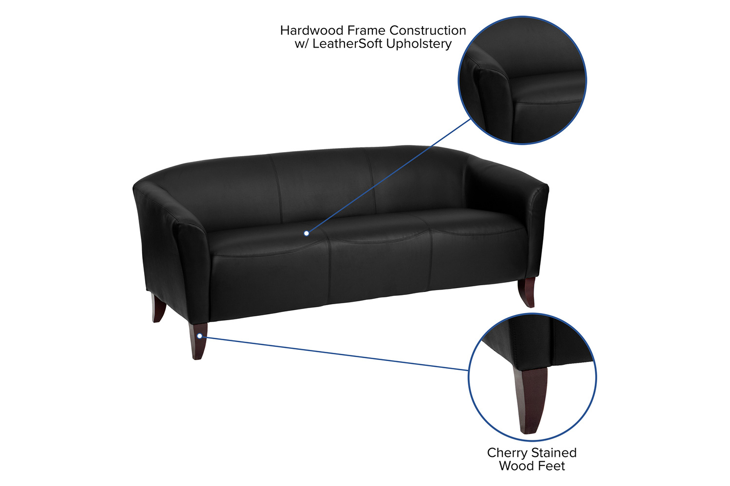 BLNK HERCULES Imperial Series LeatherSoft Sofa - Black