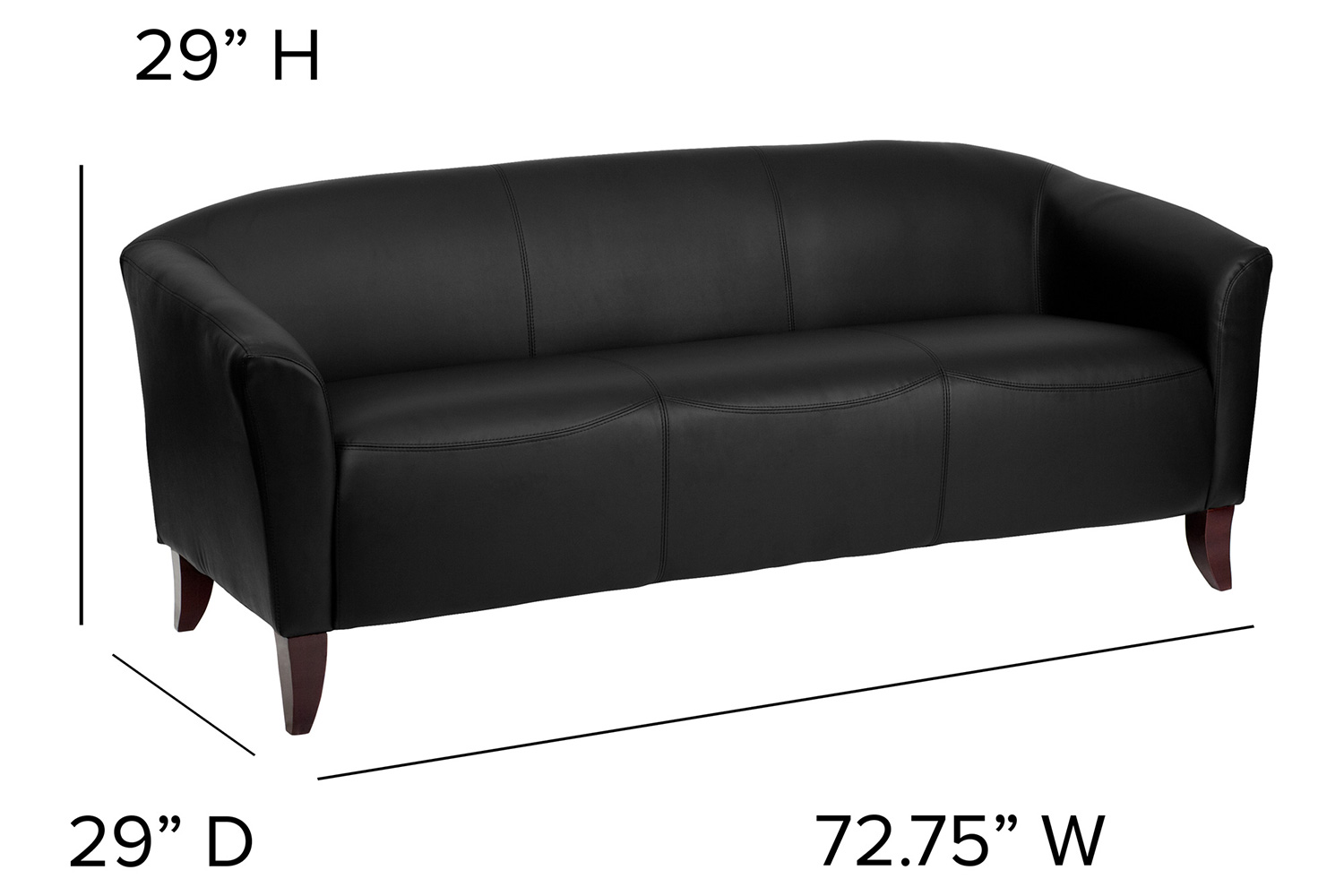 BLNK HERCULES Imperial Series LeatherSoft Sofa - Black