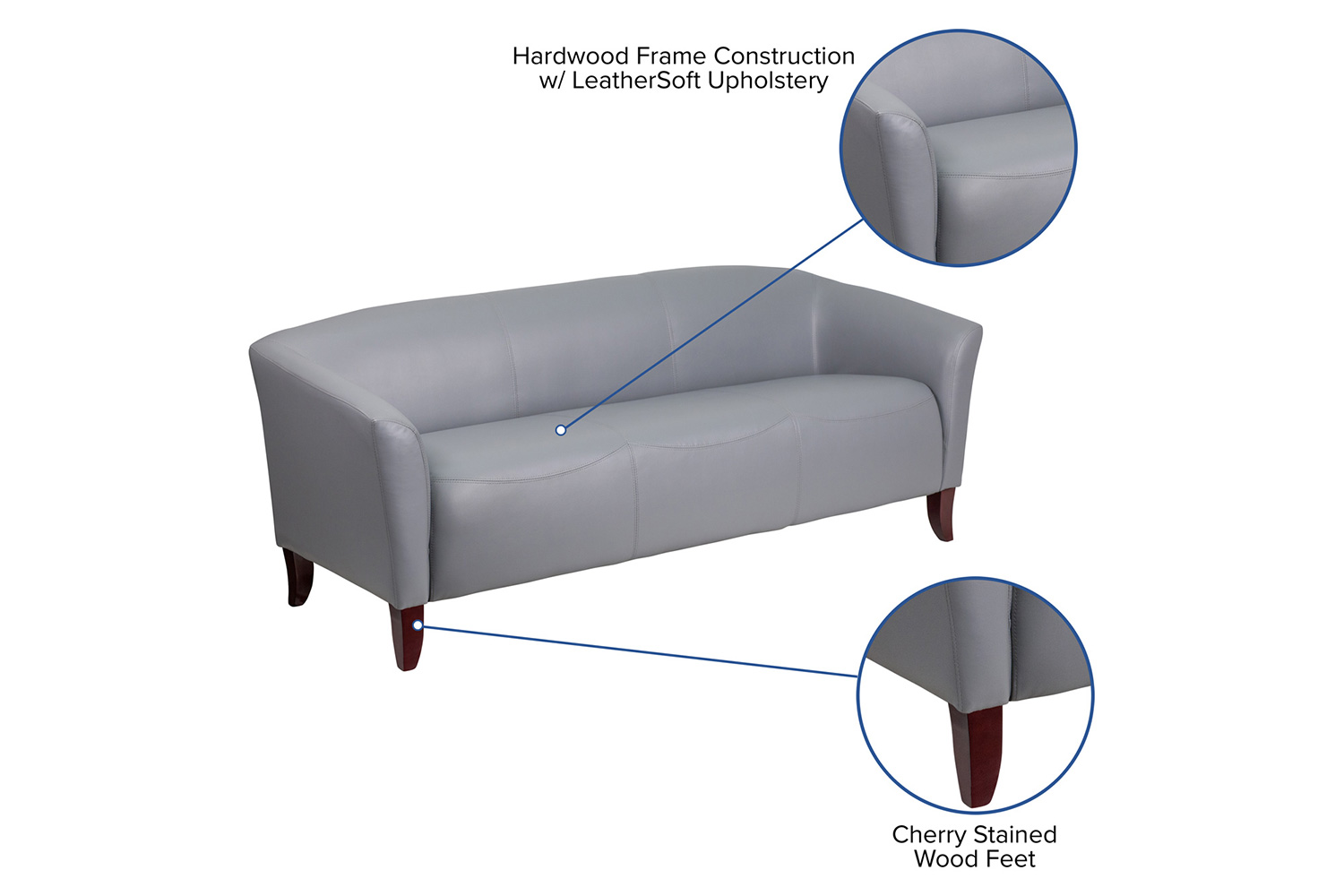 BLNK™ HERCULES Imperial Series LeatherSoft Sofa - Gray