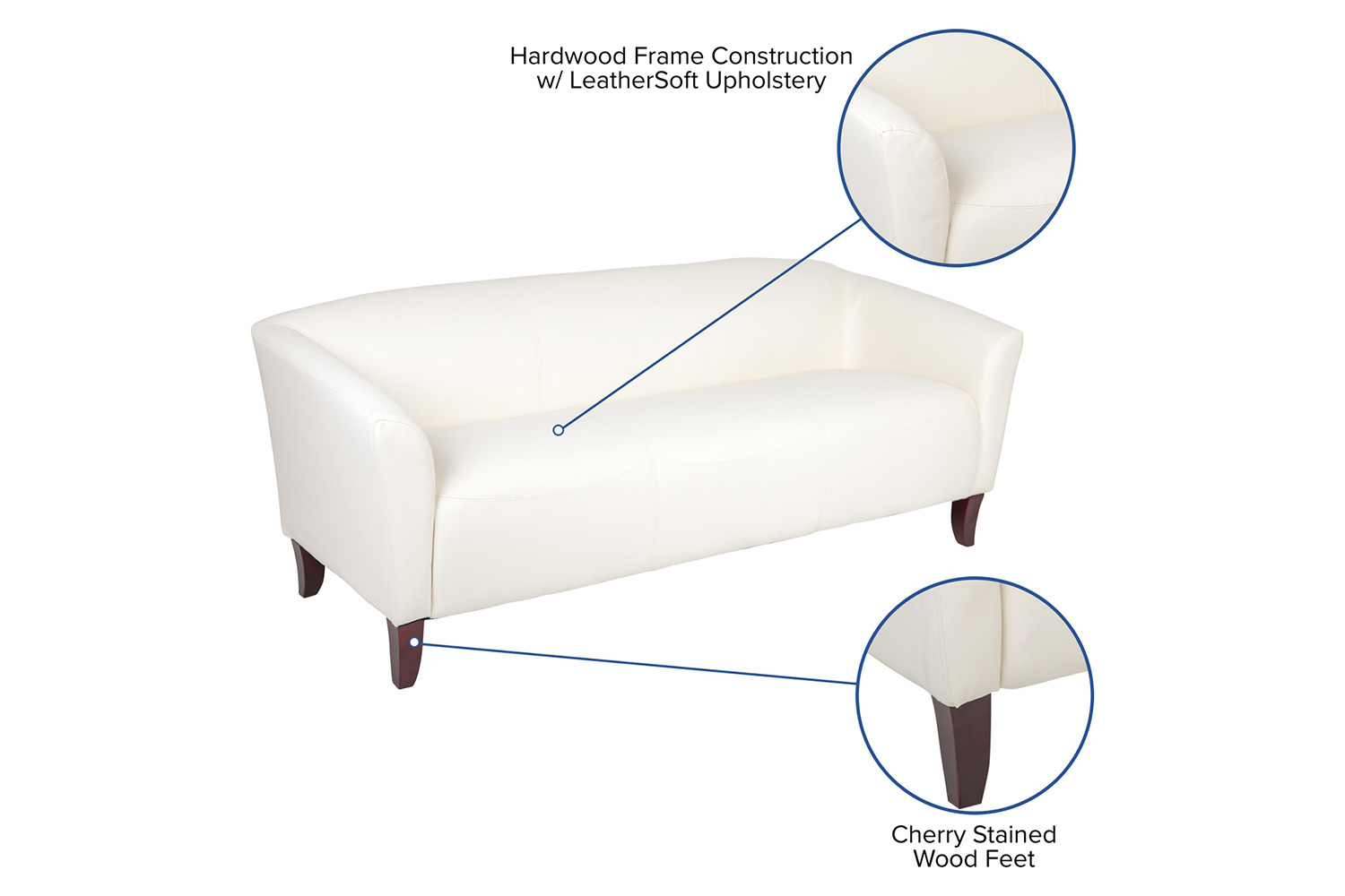 BLNK HERCULES Imperial Series LeatherSoft Sofa - Ivory