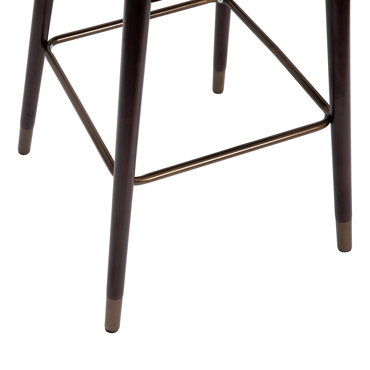 BLNK Margo Commercial LeatherSoft Mid-Back Modern Bar Stool with Walnut Finish Beechwood Legs and Curved Back Set of 2 - Black