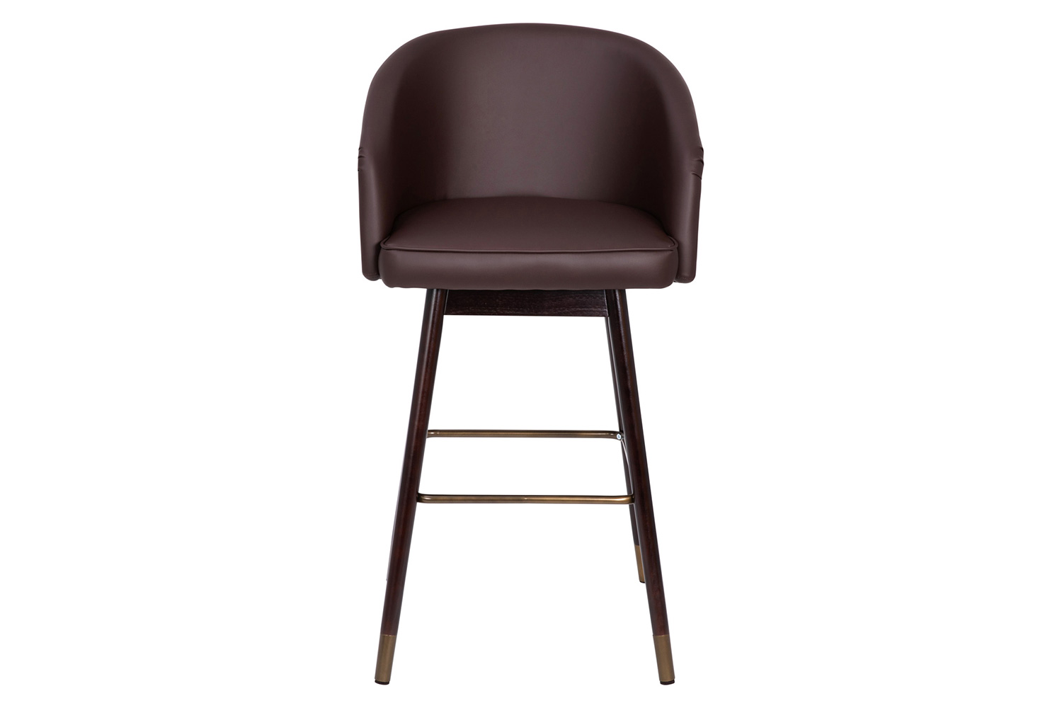 BLNK Margo Commercial LeatherSoft Mid-Back Modern Bar Stool with Walnut Finish Beechwood Legs and Curved Back Set of 2 - Brown