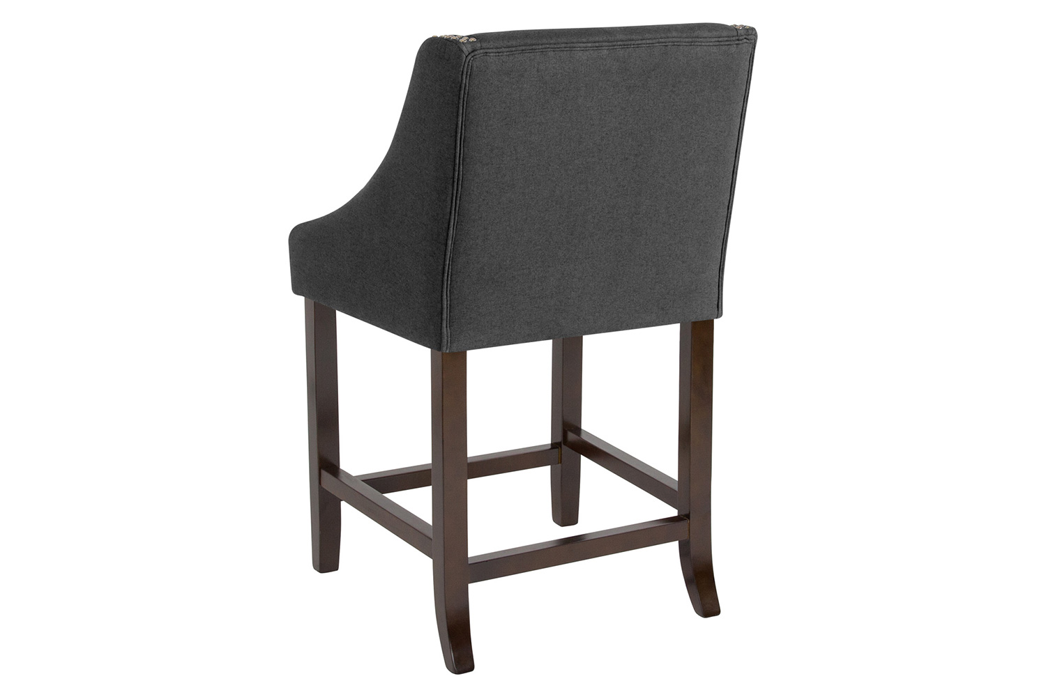 BLNK Carmel Series Fabric Transitional Walnut Counter Height Stool with Nail Trim Set of 2 - Charcoal