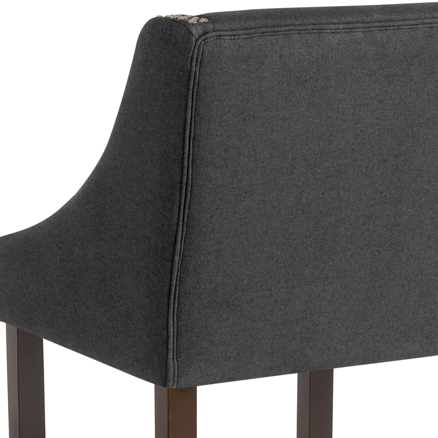 BLNK Carmel Series Fabric Transitional Walnut Counter Height Stool with Nail Trim Set of 2 - Charcoal