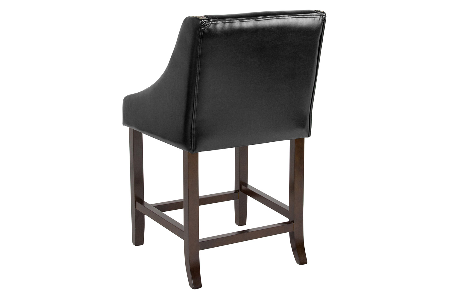 BLNK™ Carmel Series LeatherSoft Transitional Walnut Counter Height Stool with Nail Trim Set of 2 - Black