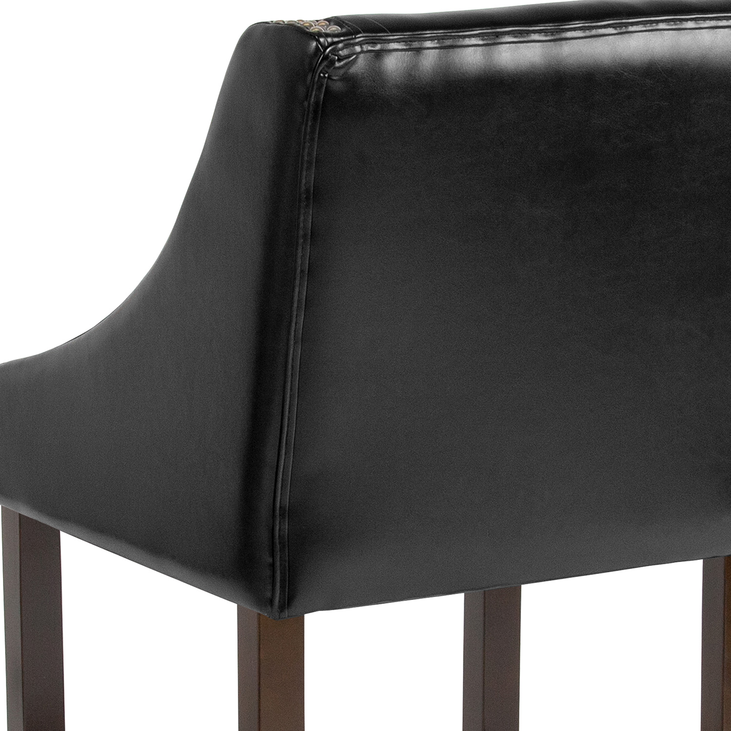 BLNK™ Carmel Series LeatherSoft Transitional Walnut Counter Height Stool with Nail Trim Set of 2 - Black