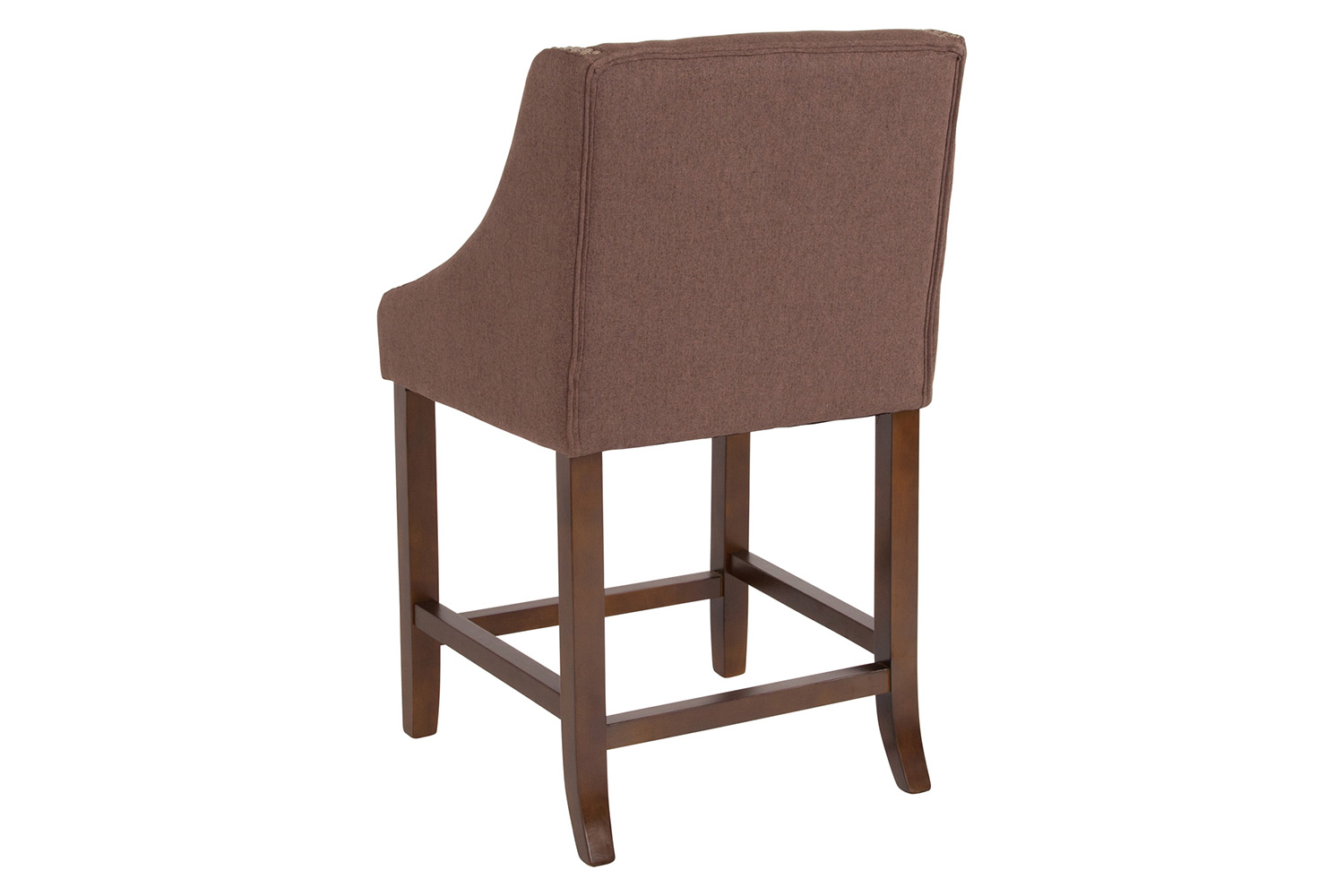 BLNK Carmel Series Fabric Transitional Walnut Counter Height Stool with Nail Trim Set of 2 - Brown