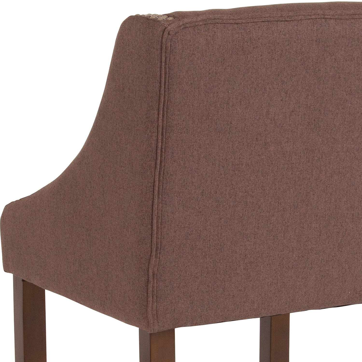 BLNK Carmel Series Fabric Transitional Walnut Counter Height Stool with Nail Trim Set of 2 - Brown