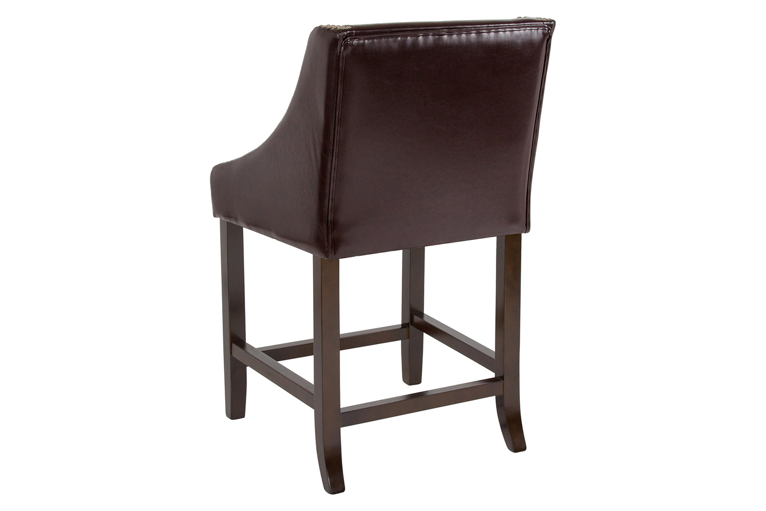 BLNK Carmel Series LeatherSoft Transitional Walnut Counter Height Stool with Nail Trim Set of 2 - Brown