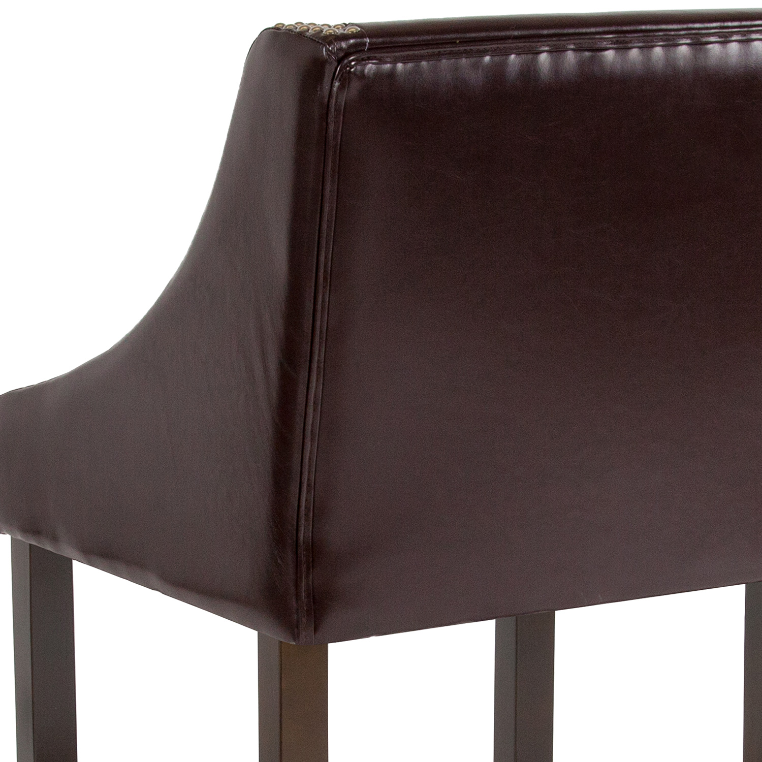 BLNK Carmel Series LeatherSoft Transitional Walnut Counter Height Stool with Nail Trim Set of 2 - Brown