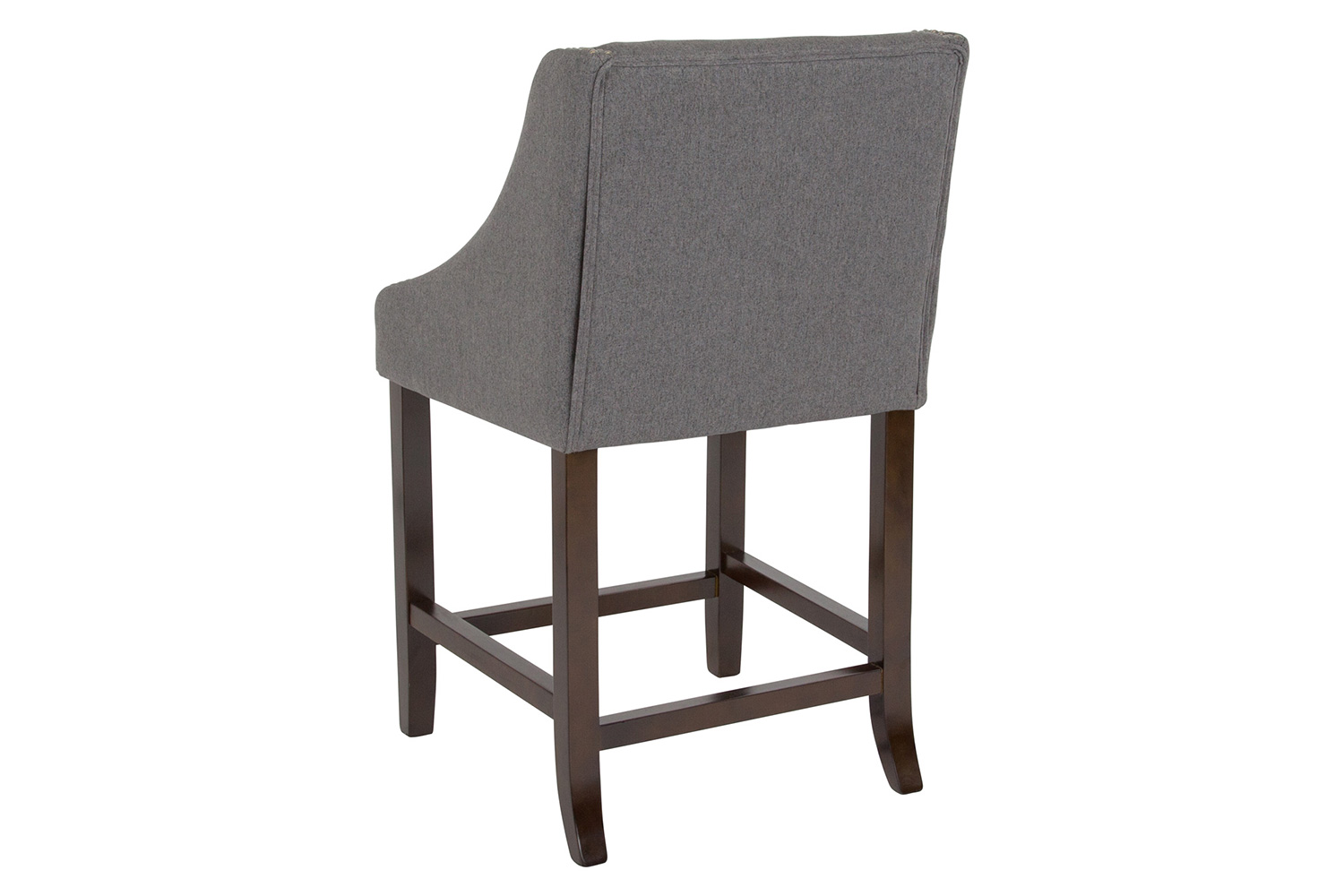 BLNK Carmel Series Fabric Transitional Walnut Counter Height Stool with Nail Trim Set of 2 - Dark Gray