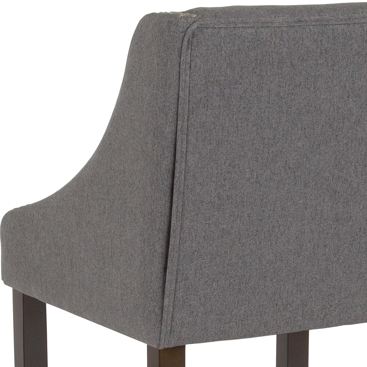 BLNK Carmel Series Fabric Transitional Walnut Counter Height Stool with Nail Trim Set of 2 - Dark Gray