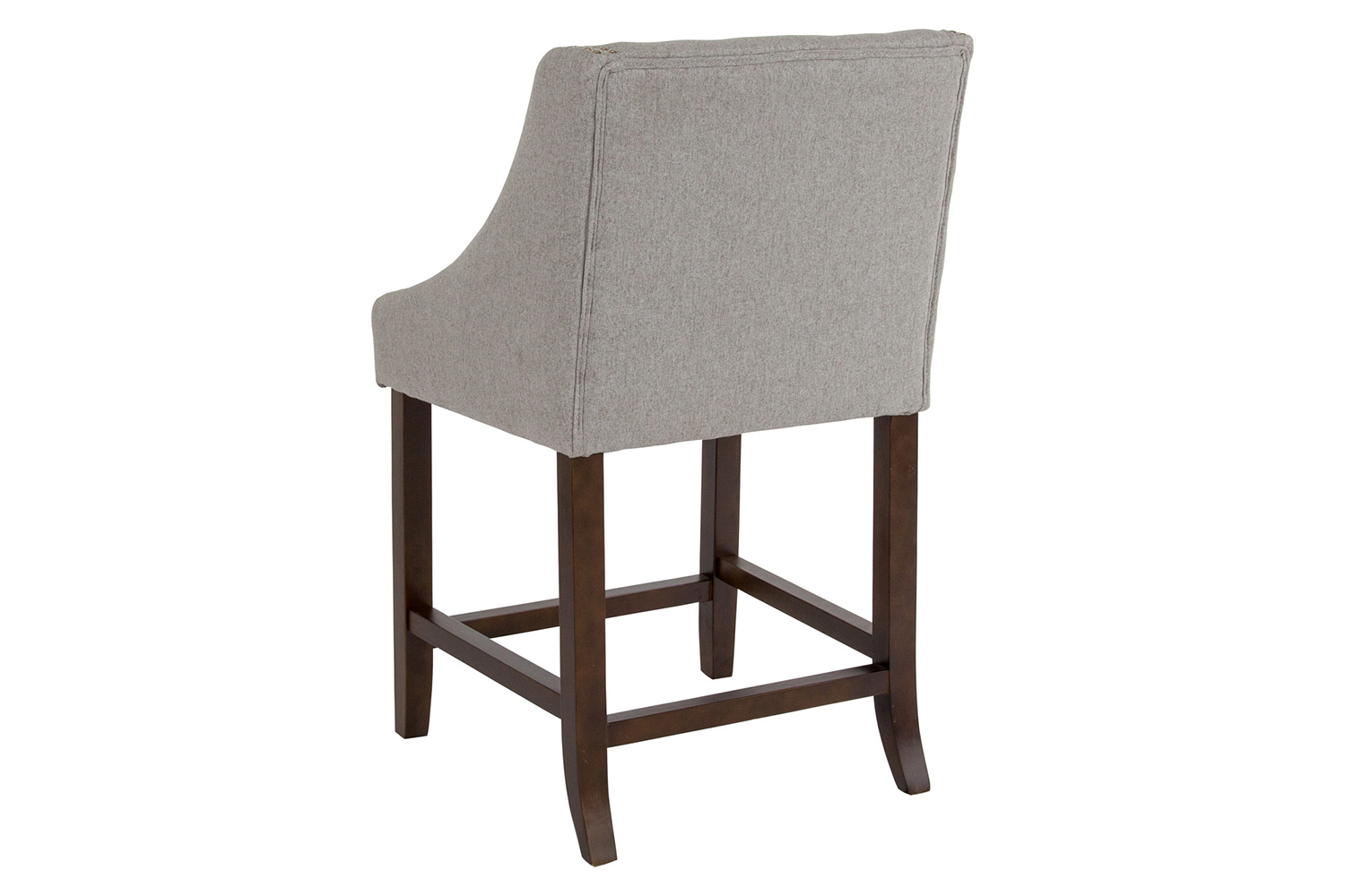 BLNK Carmel Series Fabric Transitional Walnut Counter Height Stool with Nail Trim Set of 2 - Light Gray