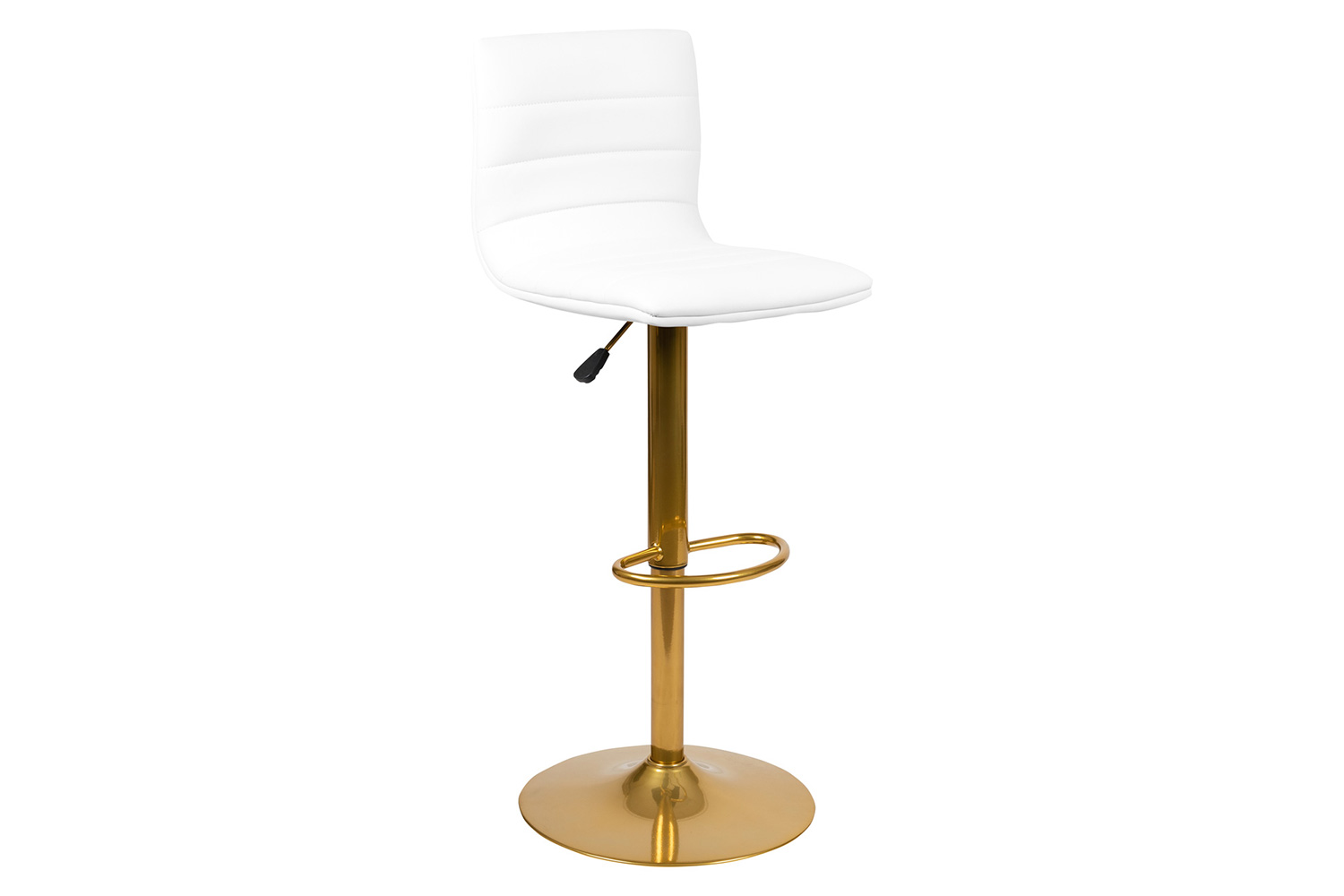 BLNK Vincent Vinyl Adjustable Counter Height Swivel Bar Stool with Back and Gold Pedestal Base Set of 2 - White