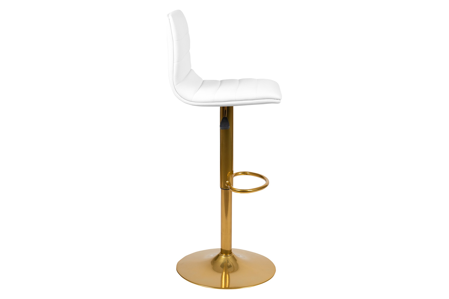 BLNK Vincent Vinyl Adjustable Counter Height Swivel Bar Stool with Back and Gold Pedestal Base Set of 2 - White