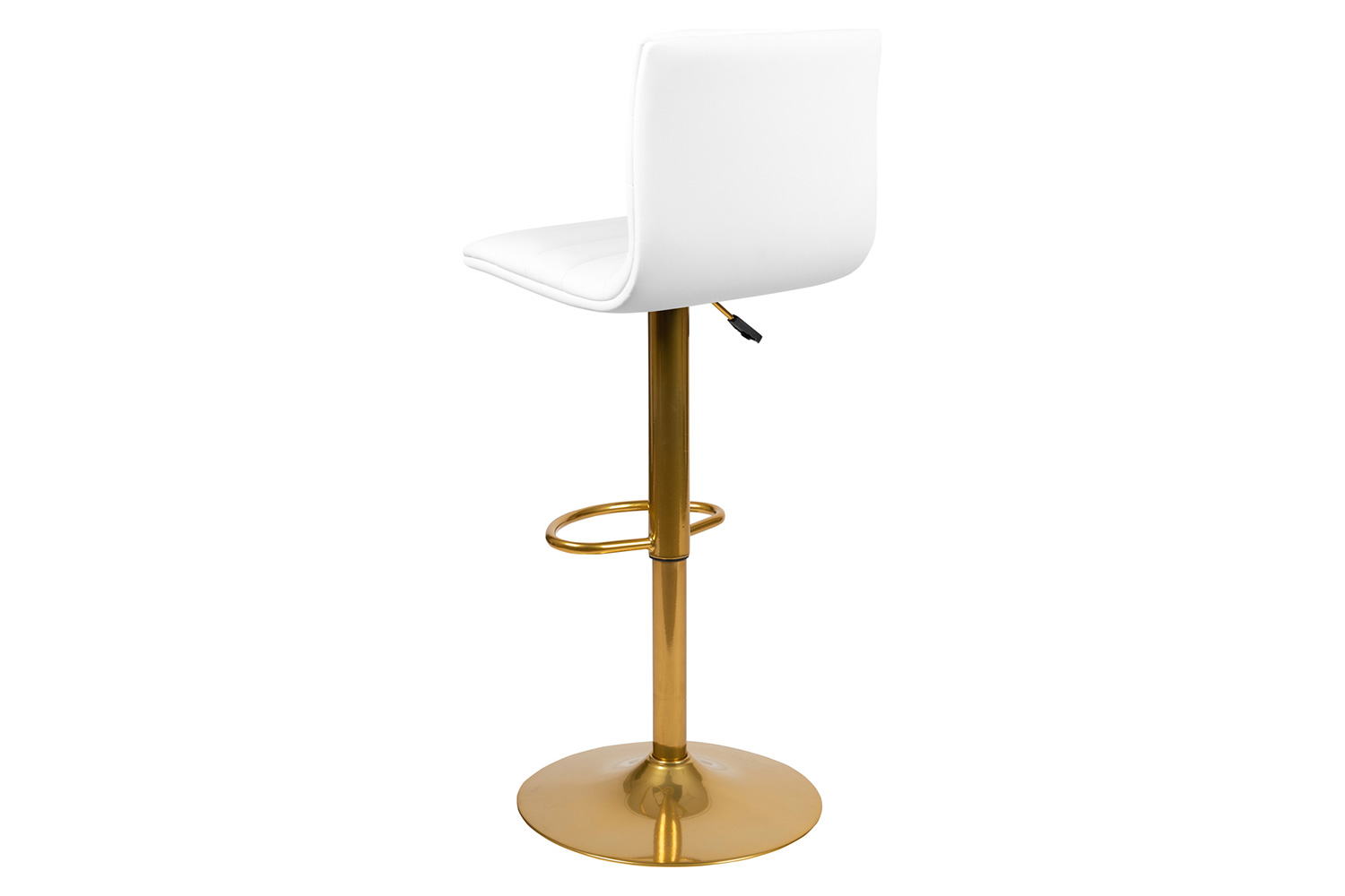 BLNK Vincent Vinyl Adjustable Counter Height Swivel Bar Stool with Back and Gold Pedestal Base Set of 2 - White