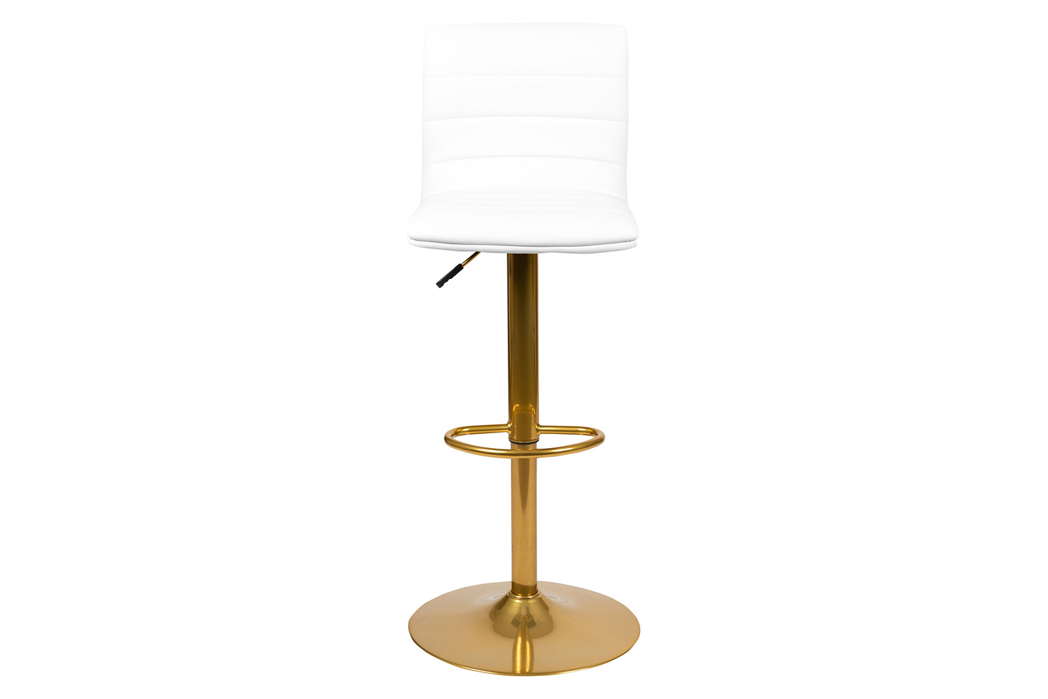 BLNK Vincent Vinyl Adjustable Counter Height Swivel Bar Stool with Back and Gold Pedestal Base Set of 2 - White