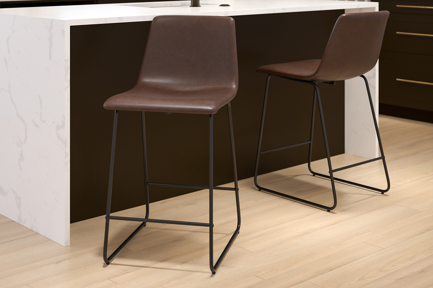 BLNK Reagan Commercial LeatherSoft Counter Height Bar Stools Set of 2