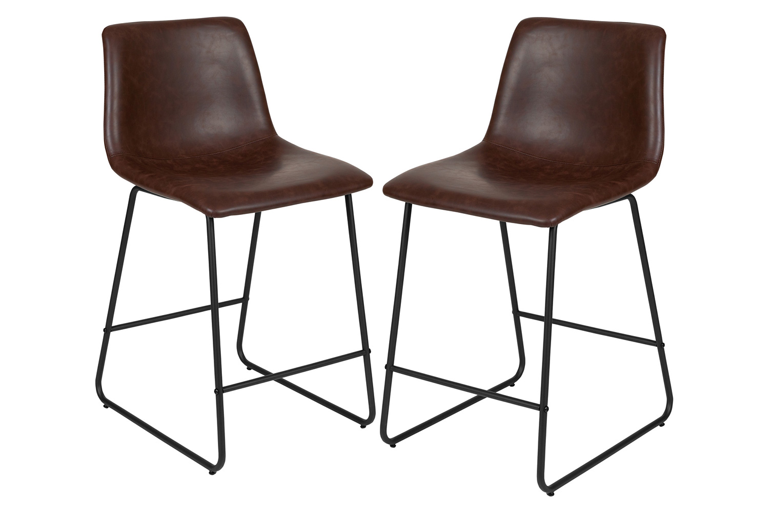 BLNK Reagan Commercial LeatherSoft Counter Height Bar Stools Set of 2 - Dark Brown