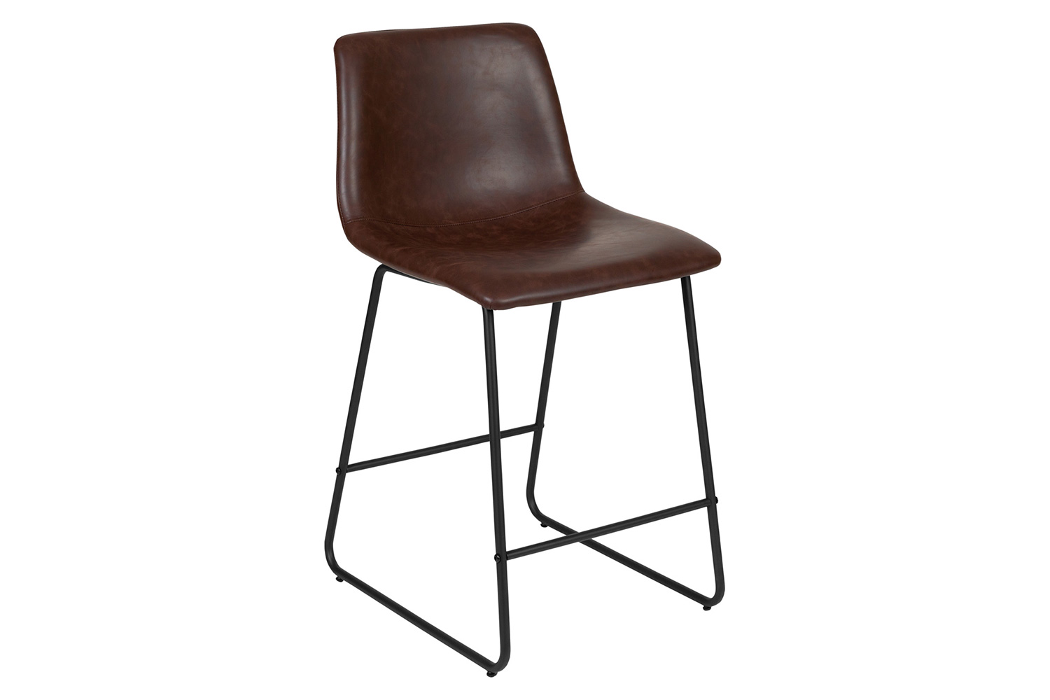 BLNK Reagan Commercial LeatherSoft Counter Height Bar Stools Set of 2 - Dark Brown