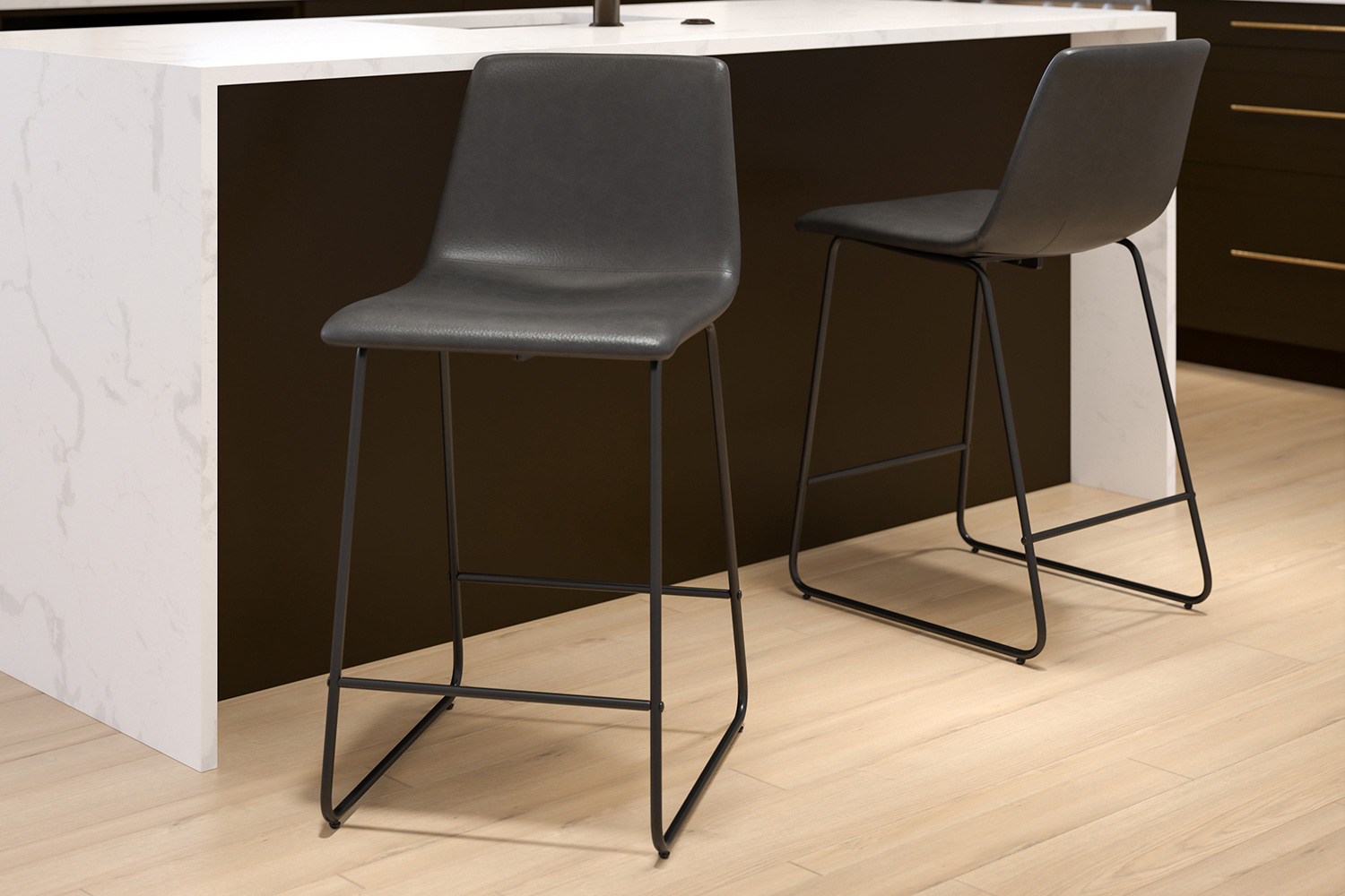 BLNK Reagan Commercial LeatherSoft Counter Height Bar Stools Set of 2