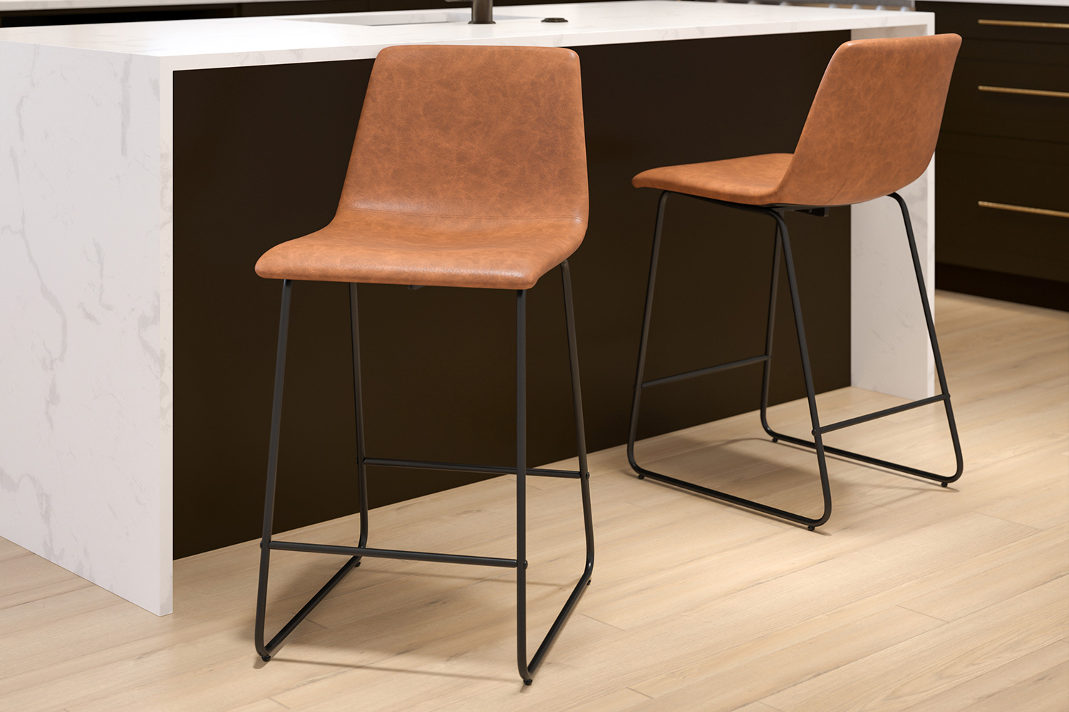 BLNK Reagan Commercial LeatherSoft Counter Height Bar Stools Set of 2