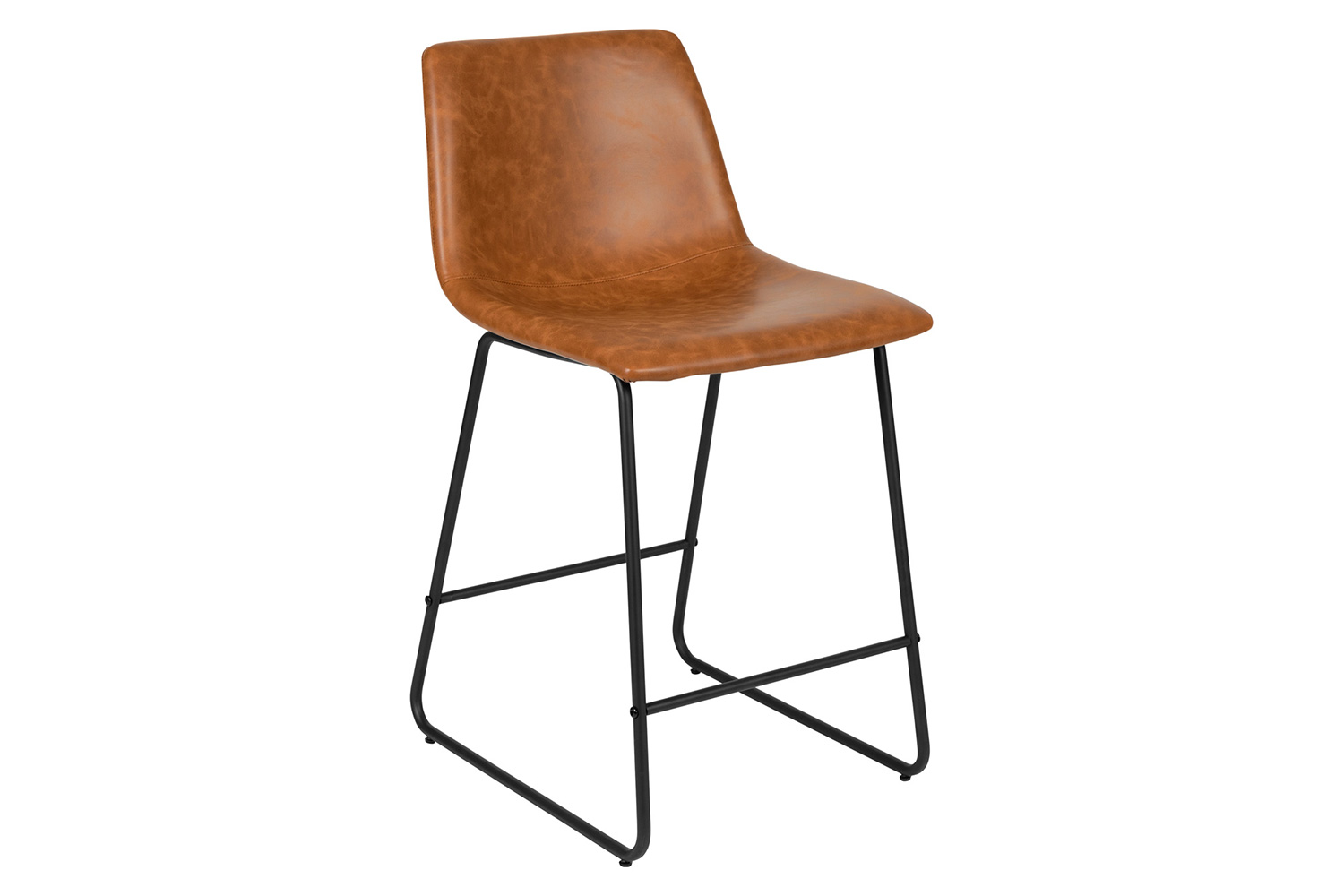 BLNK Reagan Commercial LeatherSoft Counter Height Bar Stools Set of 2 - Light Brown