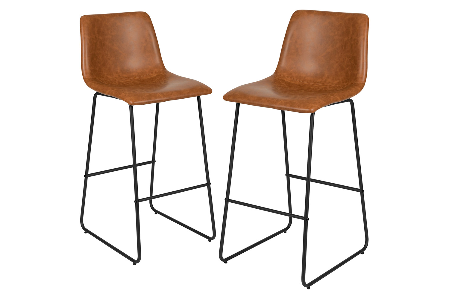 BLNK™ Reagan Commercial LeatherSoft Bar Height Bar Stools Set of 2 - Light Brown