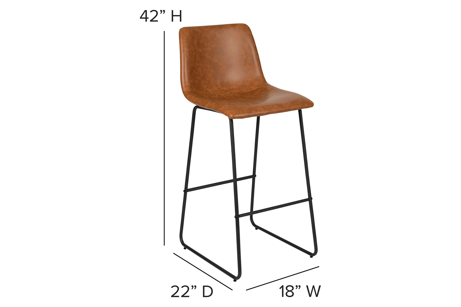 BLNK™ Reagan Commercial LeatherSoft Bar Height Bar Stools Set of 2 - Light Brown