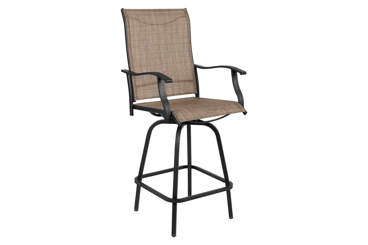 BLNK Valerie All-Weather Swivel Textilene Patio Bar Height Stools with High Back and Armrests Set of 2 - Brown