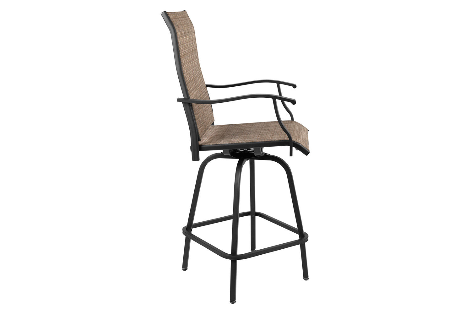 BLNK Valerie All-Weather Swivel Textilene Patio Bar Height Stools with High Back and Armrests Set of 2 - Brown