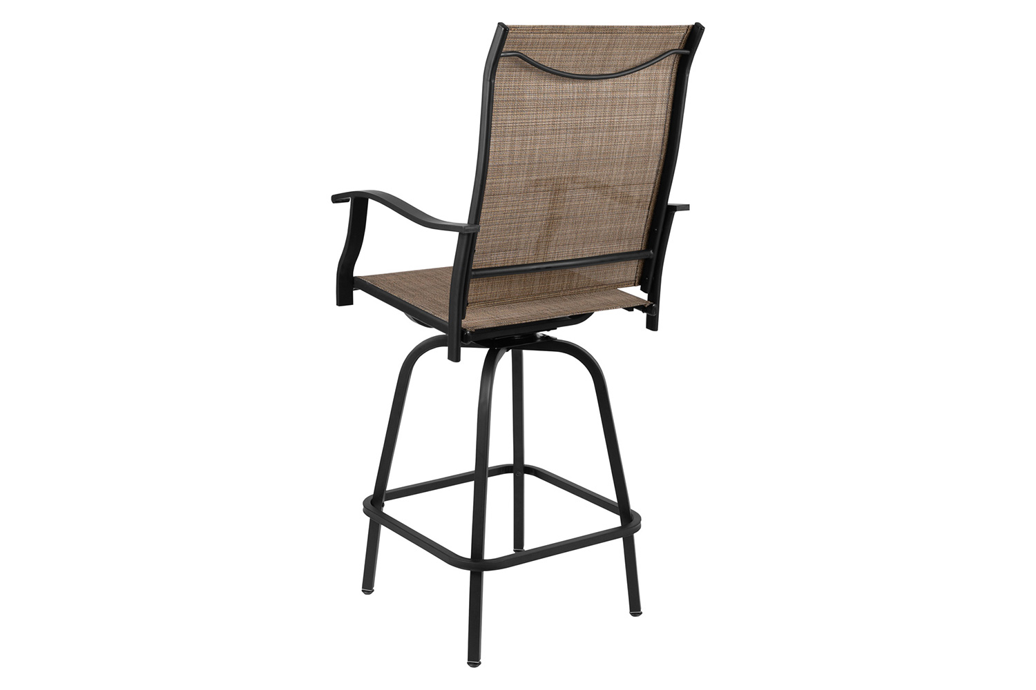 BLNK Valerie All-Weather Swivel Textilene Patio Bar Height Stools with High Back and Armrests Set of 2 - Brown