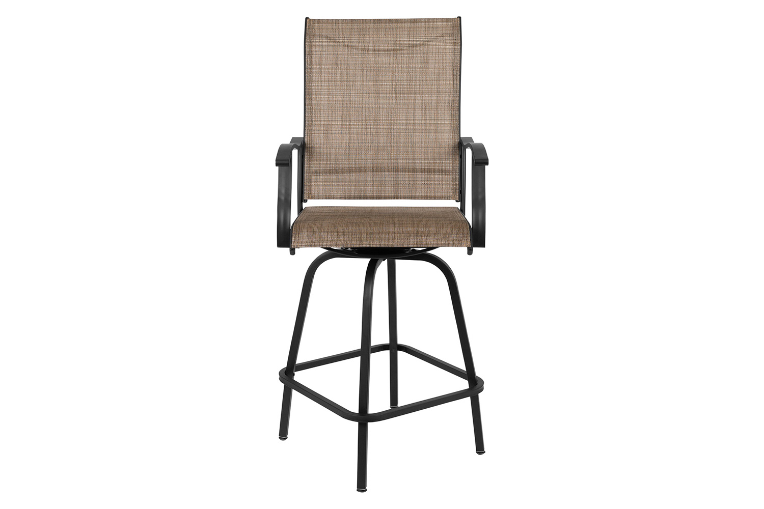 BLNK Valerie All-Weather Swivel Textilene Patio Bar Height Stools with High Back and Armrests Set of 2 - Brown