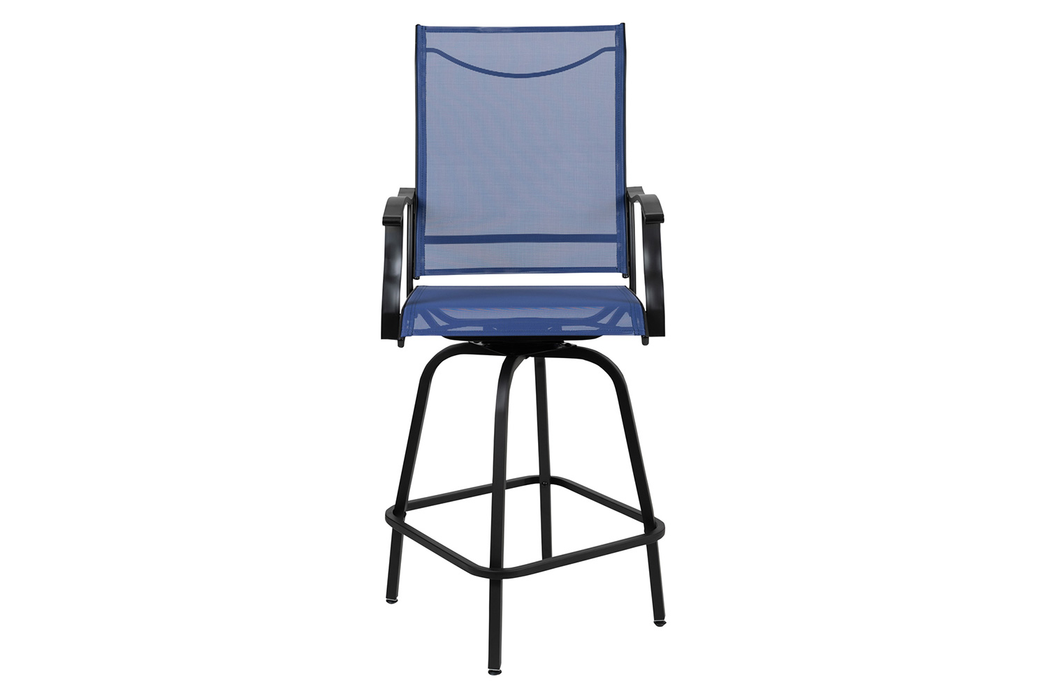 BLNK Valerie All-Weather Swivel Textilene Patio Bar Height Stools with High Back and Armrests Set of 2 - Navy