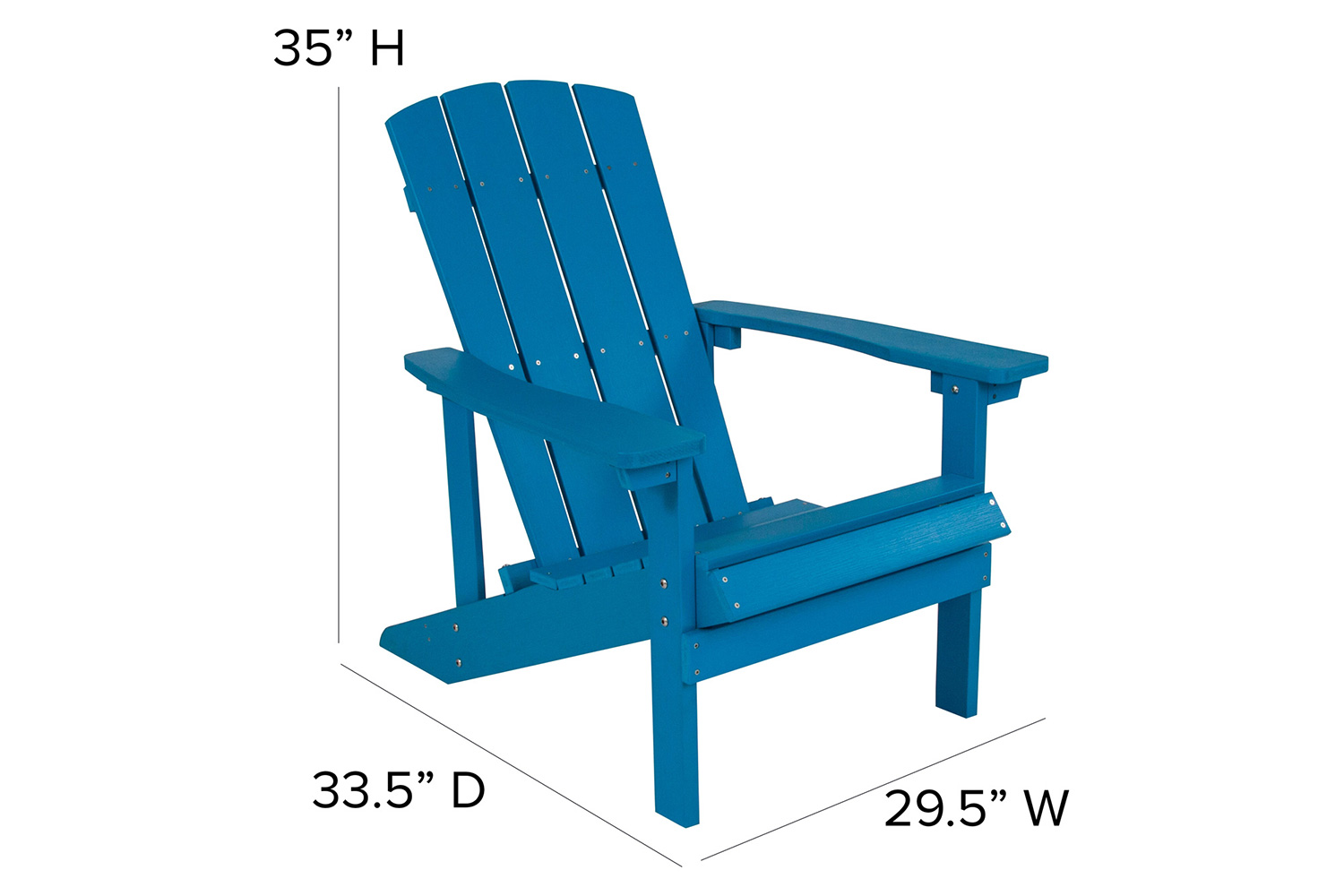 BLNK Charlestown All-Weather Poly Resin Wood Adirondack Chairs Set of 2 - Blue, with Blue Cushions