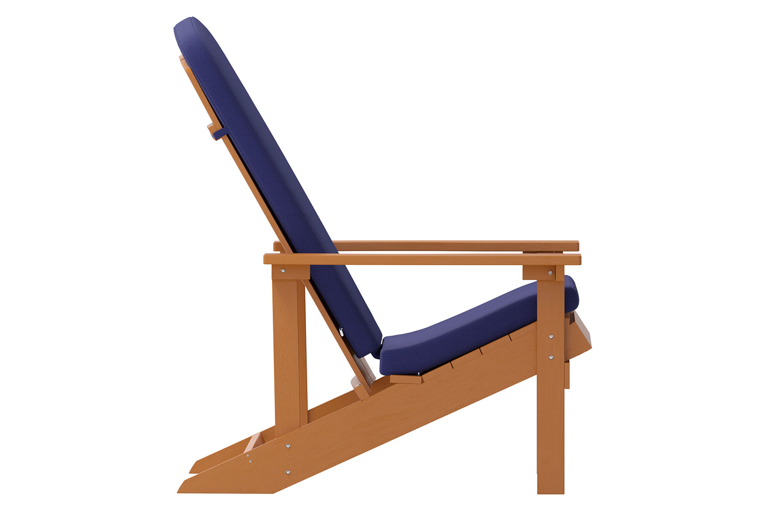 BLNK Charlestown All-Weather Poly Resin Wood Adirondack Chairs Set of 2 - Teak, with Blue Cushions