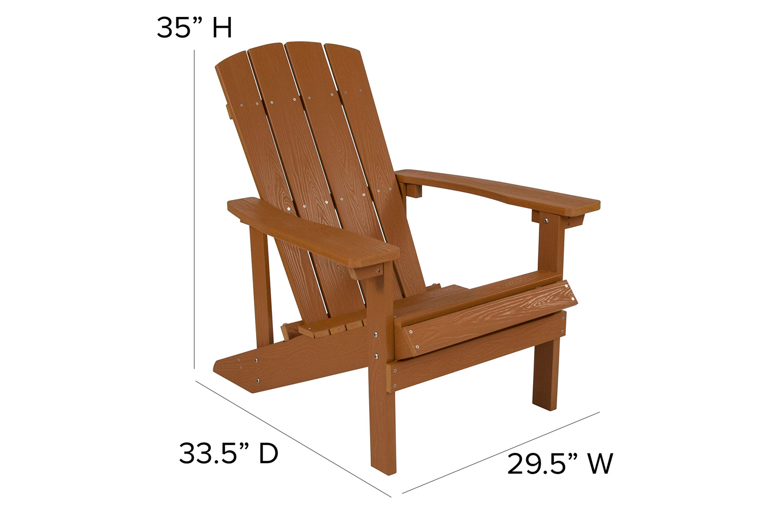 BLNK Charlestown All-Weather Poly Resin Wood Adirondack Chairs Set of 2 - Teak, with Blue Cushions