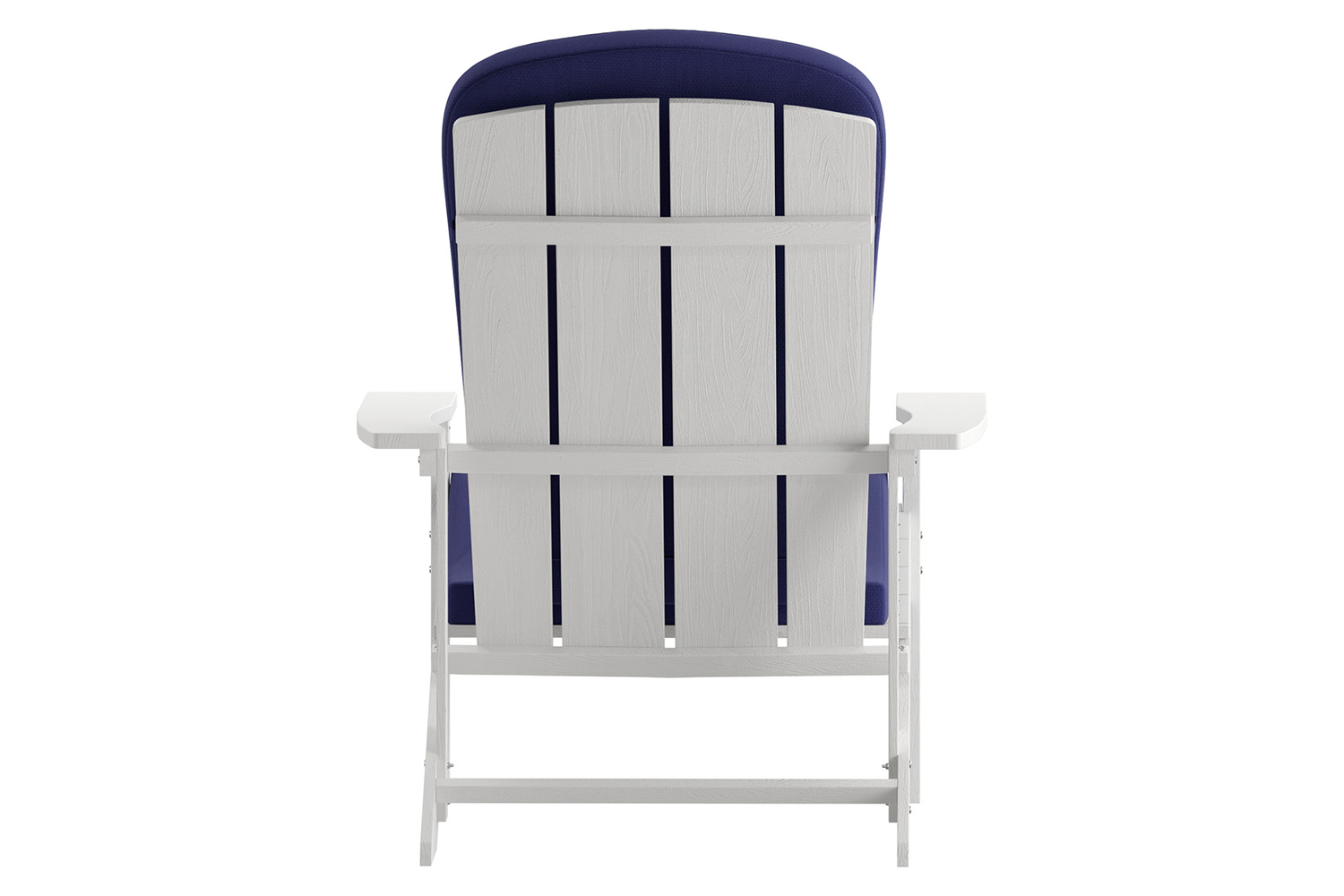 BLNK Charlestown All-Weather Poly Resin Wood Adirondack Chairs Set of 2 - White, with Blue Cushions