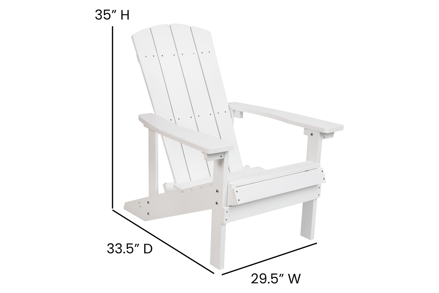 BLNK Charlestown All-Weather Poly Resin Wood Adirondack Chairs Set of 2 - White, with Blue Cushions