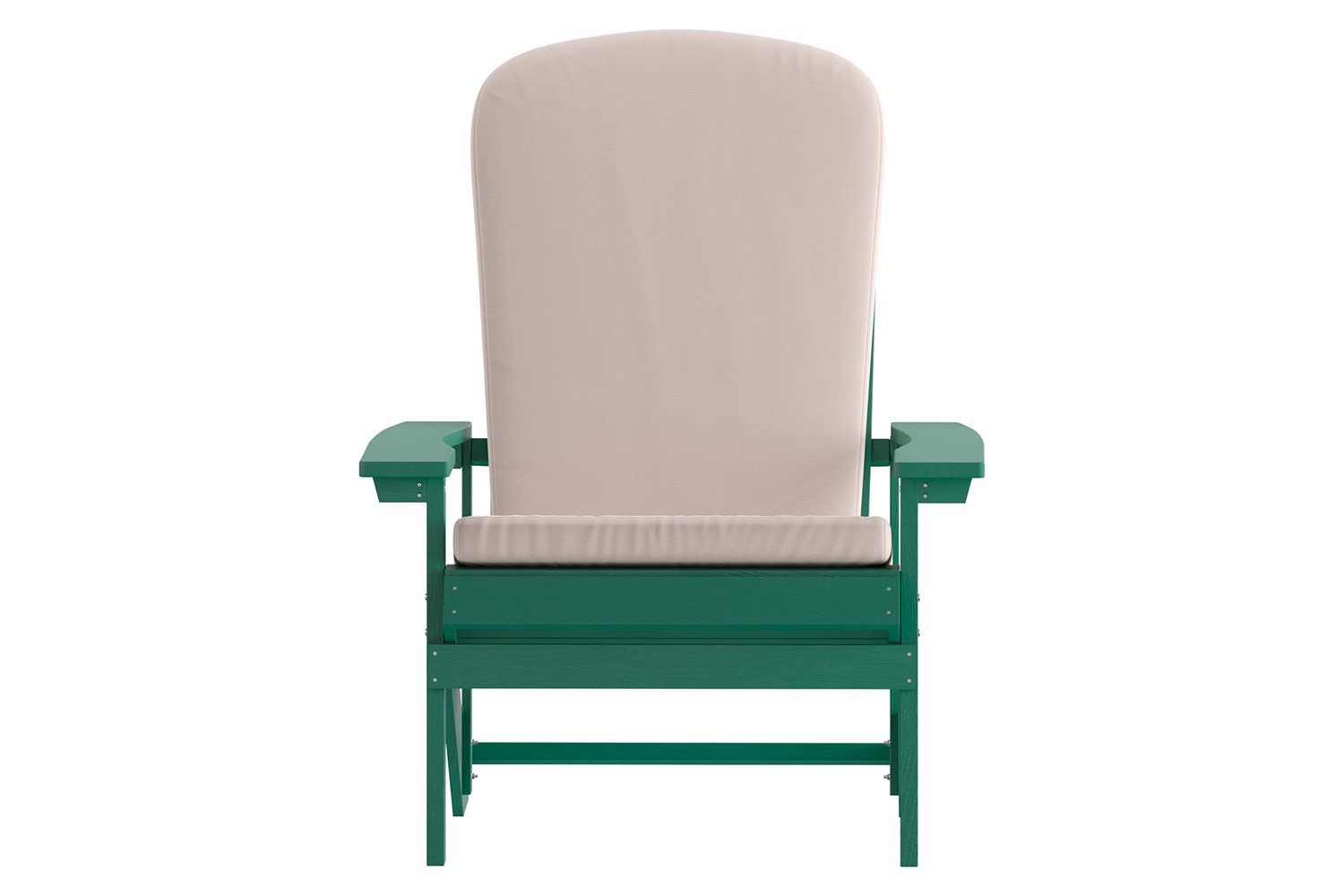 BLNK Charlestown All-Weather Poly Resin Wood Adirondack Chairs Set of 2 - Green, with Cream Cushions