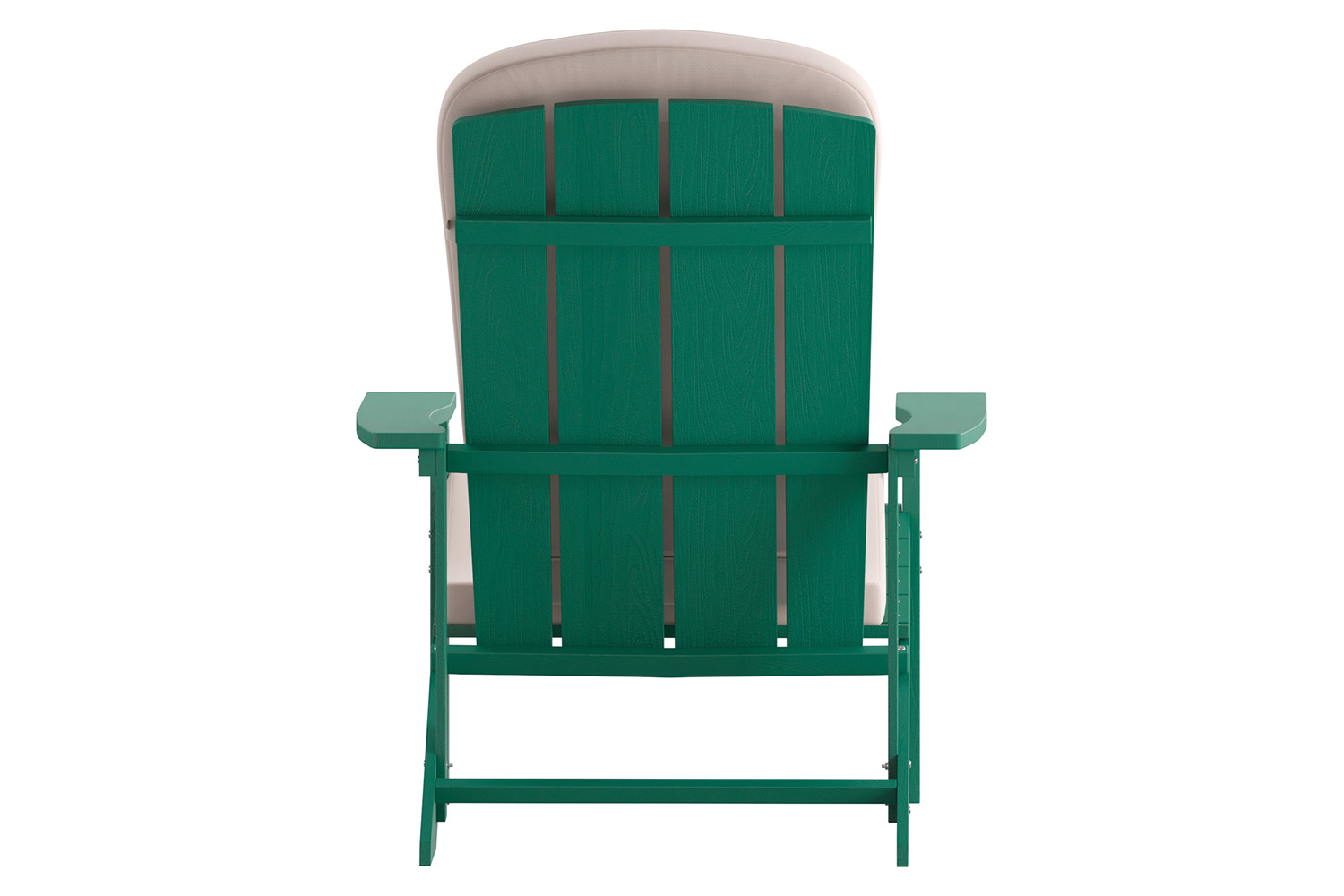 BLNK Charlestown All-Weather Poly Resin Wood Adirondack Chairs Set of 2 - Green, with Cream Cushions