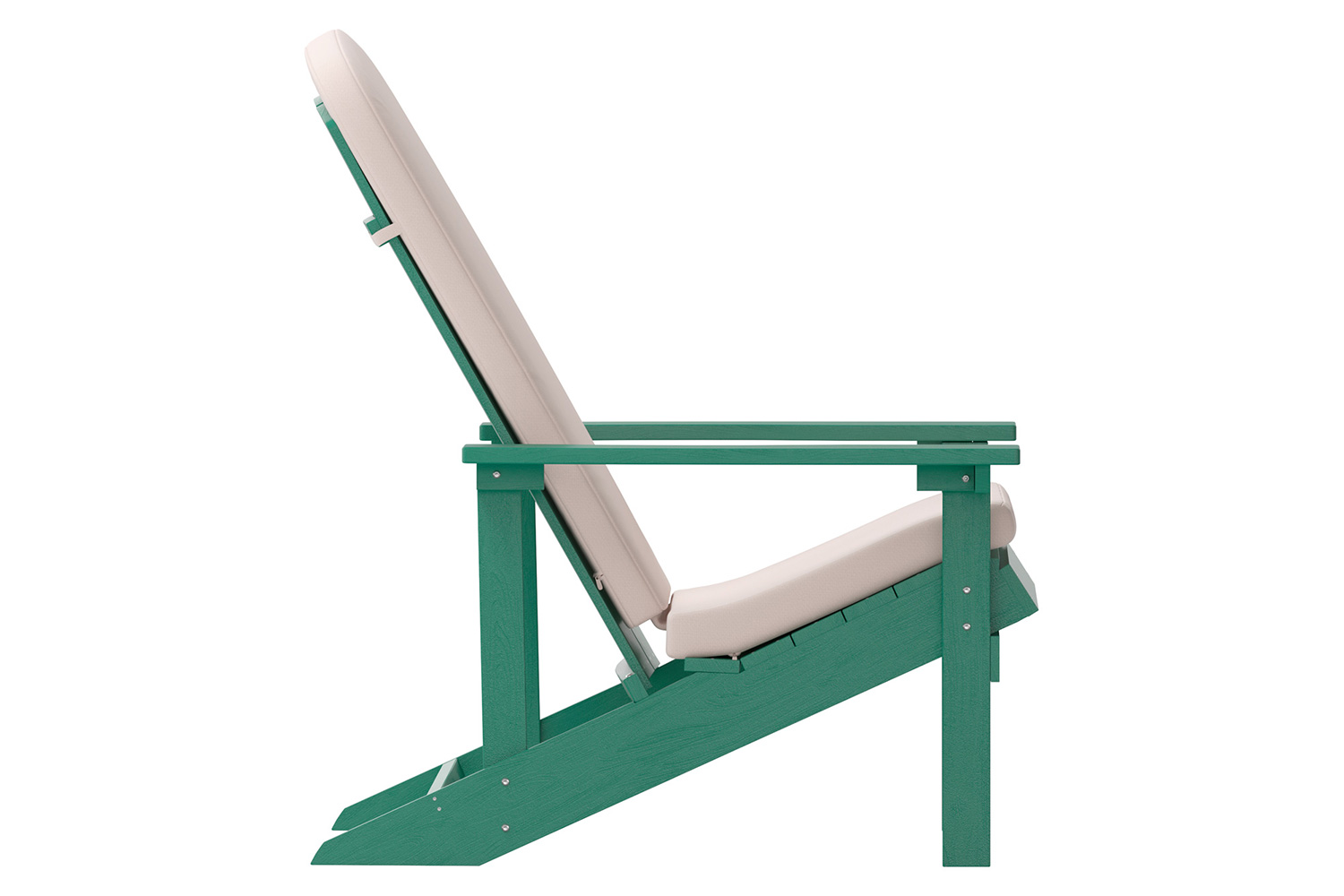 BLNK Charlestown All-Weather Poly Resin Wood Adirondack Chairs Set of 2 - Green, with Cream Cushions